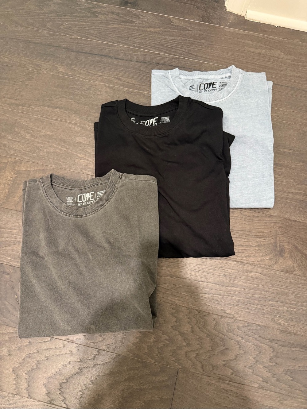 Cove Men’s Crew Neck Tees - Black, Gray, Light Blue